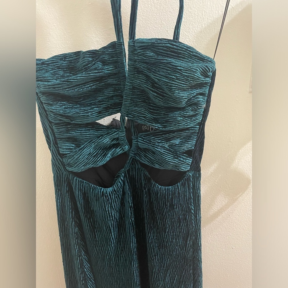 Brand New PatBO Textured Velvet Lace-Up Dress in Prussian Green Size 4 - Picture 15 of 16